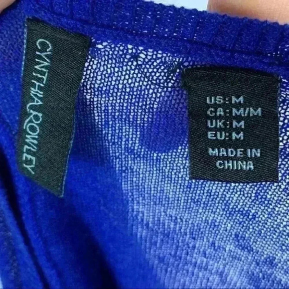 Cynthia Rowley sweater sz M 55% linen blue knit - Picture 8 of 9